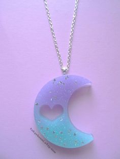 Blue Moon Necklace, Kawaii Moon, Gothic Pastel, Kawaii Purple, Fandom Jewelry, Estilo Harajuku, Kawaii Jewelry, Magical Jewelry, Kawaii Accessories