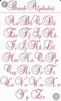 the upper and lowercase letters are hand drawn in red ink on white paper with pink border