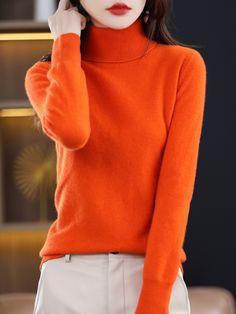 100% Merino Wool Cashmere Women Knitted Sweater Turtleneck Long Sleeve Pullover Autumn Clothing Women Knitted Sweater, Autumn Clothing, Sweater Turtleneck, Y2k Tops, Turtleneck Long Sleeve, Elegant Casual, Knitting Women Sweater, Knitted Sweater, Long Sleeve Pullover