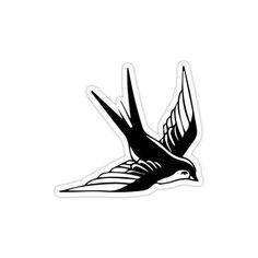 a black and white bird sticker on a white background