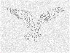 an intricate coloring page with a bird on it's back and wings spread out