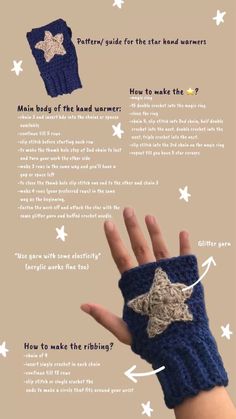 the instructions for crocheted finger warmers are shown in this hand - knit pattern