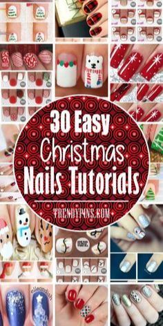 Easy Christmas Nail Art Tutorials, Christmas Nail Art Diy, Christmas Nail Tutorial Step By Step, Easy Christmas Nail Designs Step By Step, Diy Christmas Nails Easy Step By Step, Easy Christmas Nails To Do At Home, Easy Diy Christmas Nails, Nail Fall Colors, Christmas Nails Step By Step