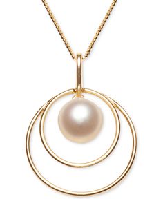 Look chic and polished in this graceful cultured freshwater pearl double loop pendant necklace. Round Necklace From Macy's As A Gift, Macy's Round Necklace Perfect For Gifts, Macy's Round Necklace Gift, Macy's Round Necklaces Gift, Loop Pendant, Fashion Capsule, Freshwater Cultured Pearls, Jewelry Repair, Pearl Pendant