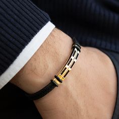 14K Real Gold Men's Gold Bracelet, Black Rope Men Bracelet for Daily Use, Yellow Solid Gold Men Jewelry *Free Express International Shipping *Free returns within 14 days from the order date. NEXT BUSINESS DAY SHIPPING! PRODUCT DETAILS *The product is made of 100% 14k Solid Gold and it has a 14K or 585 stamp on item. (We don't sell filled or plated jewelry) *The package includes a gold certificate. *Every package comes in a gift box. *14K gold indicates that the product is produced from 58% pure Luxury Tarnish Resistant Men's Bracelets, Luxury Men's Gold Bracelet, New Breslet Design Gold, Bracelet Mens Gold, Black And Gold Bracelet Men, Gold Gifts For Men, Gold And Black Bracelet, Breslet Jewelry Gold For Man, Gold For Men Jewelry