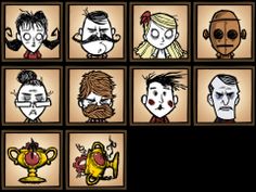 cartoon faces with different facial expressions and haircuts, including one man's head