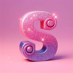 the letter s is made up of pink and purple glitter