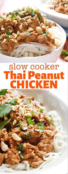 this slow cooker thai chicken with peanut sauce is the perfect meal to make for dinner