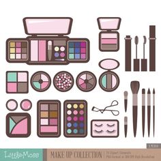 an assortment of makeup and eyeliners with the words little mops on it