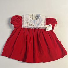 Nwt Vintage Baby Togs Red Velvet Dress 24 Months. Please See Pictures For Details. B# 62 Plaid Christmas Dress, 80s Baby Clothes, Vintage Green Christmas Dress Toddler, Baby Girl Red Dress Christmas, Vintage Baby Dress, Vintage Baby Clothes 90s, Vintage Baby Dresses, Pleated Party Dress, Blue Floral Midi Dress