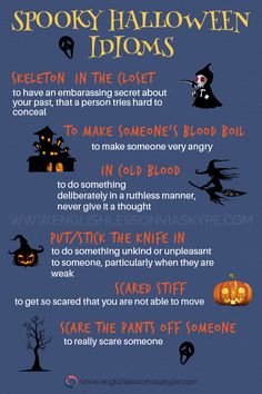 an info sheet for spooky halloween idoms