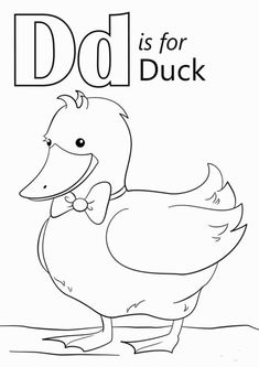 the letter d is for duck coloring page with an image of a duck on it