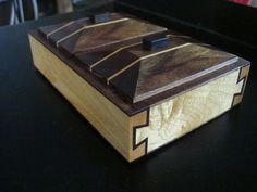 a wooden box sitting on top of a table