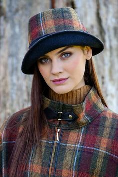 Ladies Tweed - Clodagh Hat - Autumn Plaid - Made in Ireland Wool Bucket Hat, Elegant Hat, Tweed Hat, Irish Sweater, Plaid Hats, Brown Mustard, Merino Wool Scarf, Aran Sweater, Elegant Hats