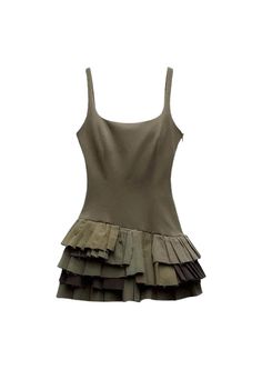 Solid Pleated Dress - Mabel Love Co - Fitted Olive Mini Dress, Summer Fashion For Women, Black Halter Crop Top, Hadid Style, Women Long Sleeve Dress, Camisole Dress, Pleated Mini Dress, Black Bodycon Dress, Mini Dresses Summer