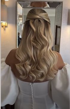 Bridal Hair Half Up, Blonde Wedding Hair, Bridal Hair Down, Wedding Hair Half, Wedding Guest Hairstyles