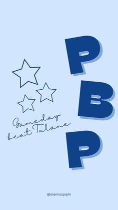 the letters p, b and d are blue with stars above them on a light blue background