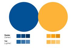 the color scheme is blue, yellow and orange with two circles on each one side