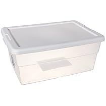 a white plastic storage box with lid