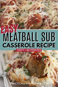 the easy meatball sub casserole recipe is ready in minutes and it's delicious