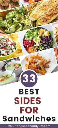 the best side dishes for sandwiches with text overlay that reads 33 best sides for sandwiches