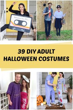 some people are dressed up in costumes for halloween and the title says 39 diy adult halloween costumes