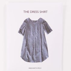 the dress shirt sewing pattern is shown in front of a white card with an image of a