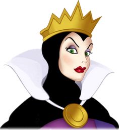 the evil queen from disney's sleeping beauty is wearing a gold crown and has green eyes