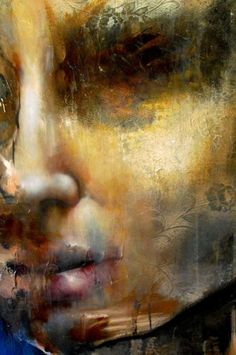 an abstract painting of a woman's face