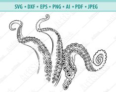 an octopus is drawn in the shape of a letter png, epsp and jpf