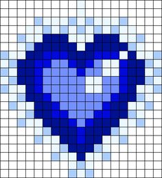 a blue heart made out of squares in the shape of a cross stitched pattern