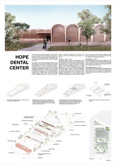 an advertisement for a dental center with diagrams on the front and back side of it