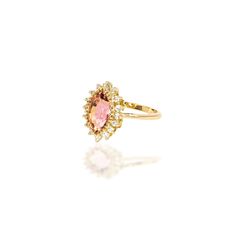 Introducing our exquisite Marquee Shape flower Ring, a jewel from our enchanting Sunset Skies Series. This ring captures the ephemeral beauty of dreamy melon tones, reminiscent of the candy-colored skies that paint the horizon during sunset.At the heart of this piece, a 2.13 CT marquee-shaped bi-color tourmaline stone shines with the soft radiance of a setting sun, evoking the serene magic of twilight. A rare mix of colors for a tourmaline that transports you to a realm of sweet and soothing mom Sunset Skies, Flowers Bloom, Delicate Flowers, Setting Sun, Tourmaline Stone, Sunset Sky, Tourmaline Gemstone, Delicate Flower, The Horizon