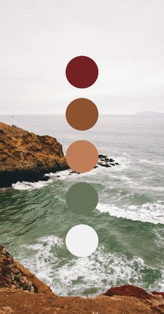 an image of the ocean with different colored circles hanging from it's sides and on top