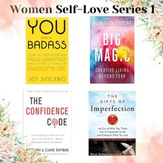 three books with flowers and the title women self - love series 1