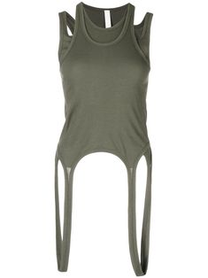 dark green stretch-cotton cut-out detailing round neck sleeveless Layered Tank Top Outfits, Star Wars Outfits, Diy Clothes Design, Archive Fashion, Dion Lee, Layering Tanks, Women Shirts Blouse, Kpop Outfits, Fashion Inspo Outfits