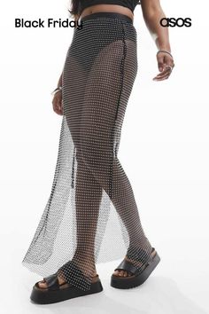 Skirts by Simmi Clothing Take your 'fit to the max Rhinestone embellishment High rise Elastic waist Side slits Regular fit Beach Maxi Skirt, Mesh Maxi Skirt, Holiday Dress Outfit, Beach Skirt, Leggings Sale, Maxi Dress Trend, Swimwear Sale, Active Wear Leggings, Hoodies For Sale