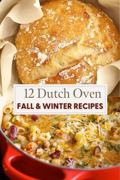 12 dutch oven winter and fall recipes Family Favorite Dinner Recipes, Cooking In Dutch Oven Easy Recipes, Winter One Pot Meals, Easy Dutch Oven Meals, Rustic Bread Dutch Oven, Recipes For Cast Iron Dutch Oven, Cooking In A Dutch Oven, Recipes For A Dutch Oven, Recipes Using Dutch Oven