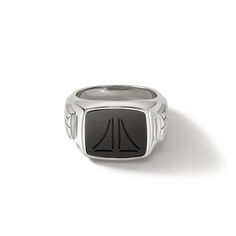 Features a hand-carved motif depicting the Balinese Temple Gates— seen as a portal connecting the physical and spiritual worlds. John Hardy. Sterling silver. Engagement Rings 101, Onyx Signet Ring, Silver Signet Ring, John Hardy, Spiritual Jewelry, Antique Diamond, Balinese, Sterling Silver Bands, Ring Sterling Silver