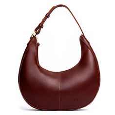 Cognac*Large  | Large crescent shaped shoulder bag with zipper closure and adjustable strap Portland Leather Goods, Classic Purse, Winter Inspo, Leather Stand, Puffy Jacket, Almost Perfect, Best Bags, Accessory Pouch, Leather Tassel