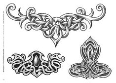 four different celtic designs in black and white