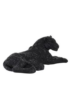 The glam finish of this polystone animal figurine gives it an eclectic edge. Turn it into an eye-catching centerpiece by placing it against plain colored backgrounds. Its rhinestone attachments are best appreciated under indoor lighting and with varying shapes and silhouettes in the surroundings. Take hardbound books, potted plants, magazines, and ink pens with holders as examples. This charming black panther tabletop and shelf figurine display stands 26" long and 10" high. Turn it into an eye-c Black Panther Sculpture, Black Panther Statue, Leopard Statue Decor, Black Panther Coffe Table Statue, Cheetah Statue, Gothic Bedroom Sculptures & Statues, Leopard Sculpture, Figurine Display, Hardbound Book