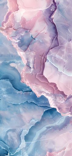 an abstract painting with pink and blue colors