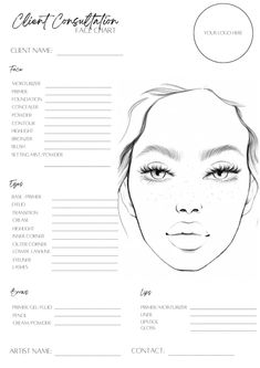 This make-up face chart has been designed for all pro make-up artists and beauty enthusiasts who would like to use them for clients when booked for a bridal make-up trial or prepping/designing for an upcoming event or merely just to practice on. This product is a digital product which is printable and can be edited on Canva where you can make it your own: - Add your company logo - Play around with colours - Play around with different fonts Makeup Practice Face Drawing, Face Chart Makeup Blank Templates, Printable Makeup Face Chart, Makeup Face Charts Blank, Blank Face Chart, Face Template Makeup, Makeup Artist Business Cards Design, Freelance Makeup Artist Business, Makeup Studios