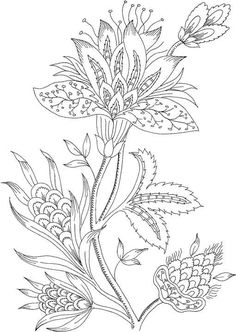 a black and white drawing of flowers