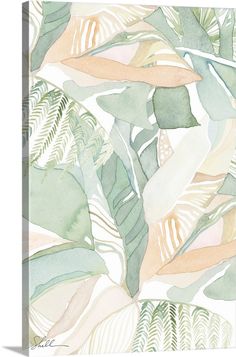 watercolor painting of green leaves on white background