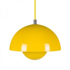 a yellow light hanging from the ceiling