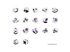 an abstract set of black and purple shapes