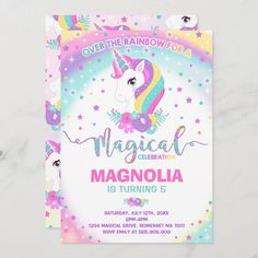 a unicorn birthday party with rainbows and stars