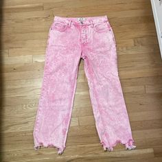 We The Free Pink Wash Jeans Size 27, Run Small Nwot, In Perfect Condition Raw Hem Baggy Pink Denim Jeans, Pink Washed Denim Bottoms, Pink Ripped Cotton Jeans, High Rise Distressed Pink Jeans, Non-stretch Pink Denim Jeans, Free Jeans, Wash Jeans, Washed Jeans, Jeans Size